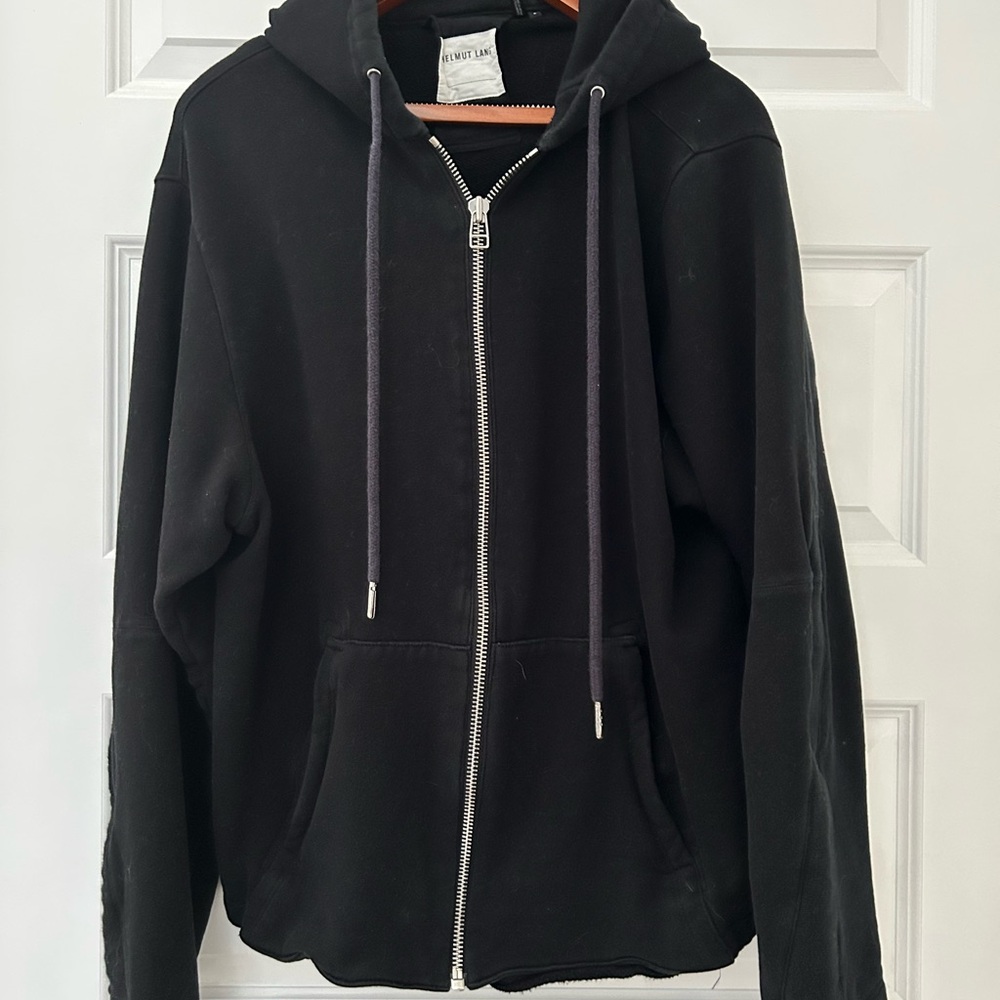 Helmut Lang Black Hoodie with Silver Zipper